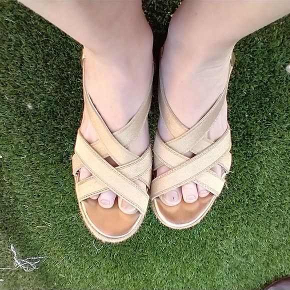 Merona Beige Khaki Strappy Wedges - Picture 2 of 8